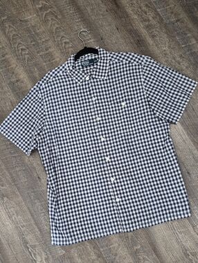 Ralph Lauren  Men’s Short Sleeve Navy and White Gingham Button-Down Shirt